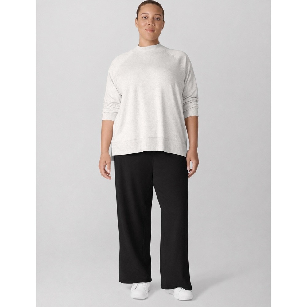 New! Eileen Fisher Cozy‎ Brushed Terry Hug Side-Slit Pants Black 2X